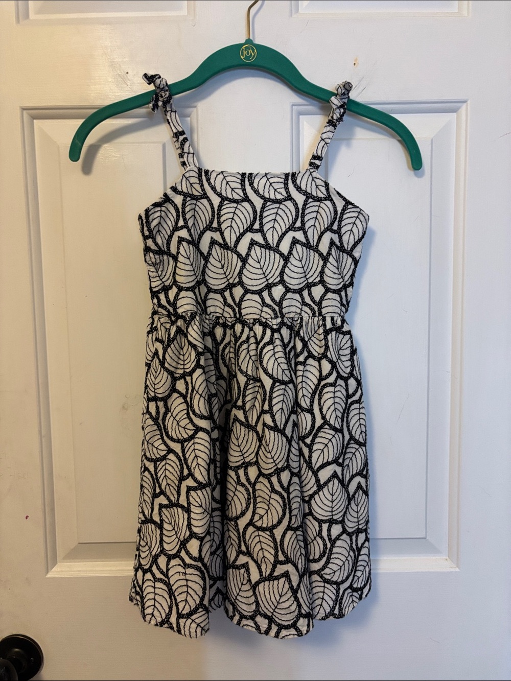 Janie and Jack Black and White Leaf-Print Sundress with Tie Straps